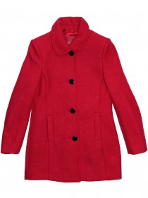 купить Пальто красное шерстяное с черными пуговицами