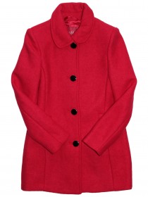 Пальто красное шерстяное с черными пуговицами цена