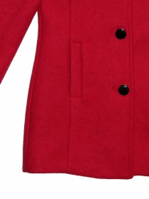 купить Пальто красное шерстяное с черными пуговицами