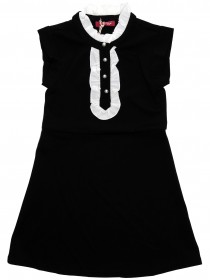 Платье чёрное с белыми рюшами и буснами 