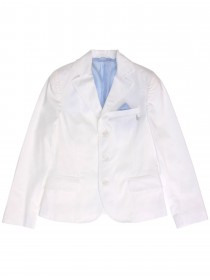 Пиджак белый с голубой подкладкой и платком в кармане  фото