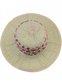 Шляпа разноцветная с большими полями и огуречным принтом  фото