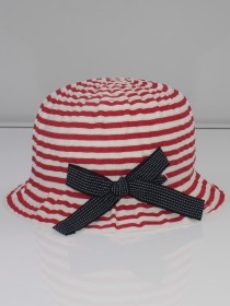 Шляпа белая в красную полоску с синим бантиком цена