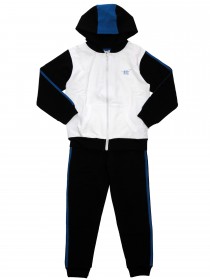 Спортивный костюм чёрный с белым и синей отделкой: толстовка на молнии и штаны цена