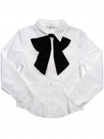 Блузка белая классическая с черным бантом 