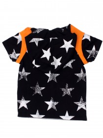 Футболка чёрная с капюшоном и рисунком "Звезды" фото