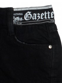 Юбка чёрная джинсовая с эластичной вставкой в поясе и брендингом из страз цена