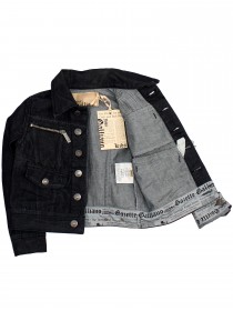 купить Куртка графитового цвета джинсовая на пуговицах с карманами и брендингом