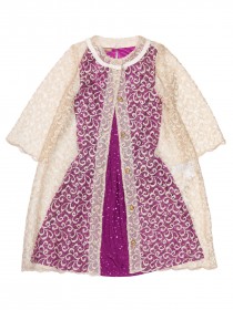 Платье цикламенового цвета с блестящей отделкой и бантом цена