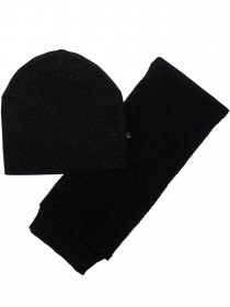 купить Комплект чёрный с люрексом: шапка и шарф