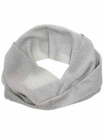 Комплект серебряный блестящий шапка с шарфом фото