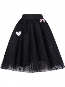 Комплект черный: топ и пышная юбка с патчами фото