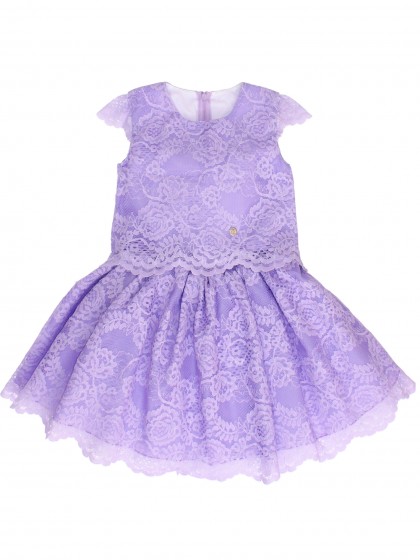 Комплект итальянское кружево фиолетовый: блузка и пышная юбка