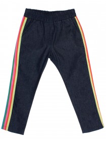 Комплект топ разноцветный ассиметричный "Портофино" и лёгкие джинсы с лампасами фото