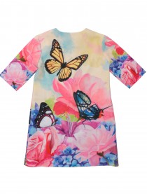 купить Плащ разноцветный с принтом "Цветы и бабочки"