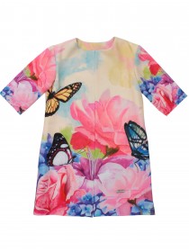 Плащ разноцветный с принтом "Цветы и бабочки" цена