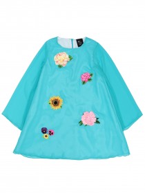 Платье бирюзовое шифоновое с аппликацией "цветы"