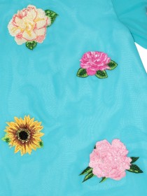 купить Платье бирюзовое шифоновое с аппликацией "цветы"