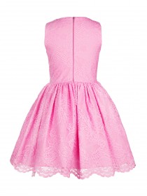 Платье розовое яркое пышное итальянское кружево фото