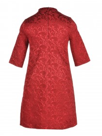 купить Платье красное жаккардовое с розой из страз Сваровски
