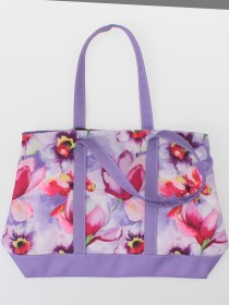 Сумка пляжная фиолетовая с принтом "Орхидеи" фото