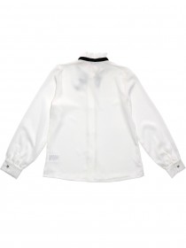 Блуза белая шифоновая со стразами и черным бантиком на воротнике цена