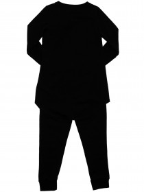 Комплект черный утепленный "Just for it girls": туника c яркими акцентами и штаны со стеганым карманом фото