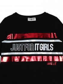 Комплект черный утепленный "Just for it girls": туника c яркими акцентами и штаны со стеганым карманом цена
