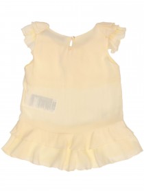Блузка-туника светло-желтая с оборками  фото