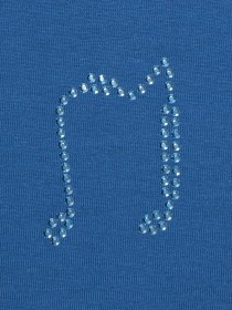 Майка синяя с белой отделкой и со стразами "Музыкальные знаки" фото