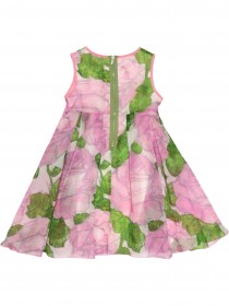Платье шёлковое с розовыми розами и с бусами фото