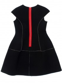 Платье чёрное из неопрена с геометрической отстрочкой и красной молнией цена