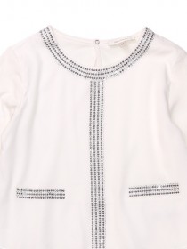 Блузка белая с оборкой и стразами  цена