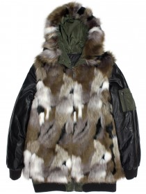 Куртка стеганая цвета хаки с меховой жилеткой фото