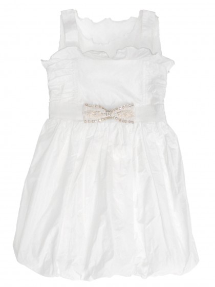 Платье белое с прозрачной вставкой и бантиком на талии