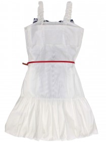 Платье белое со вставкой в синюю полоску и красным ремешком цена