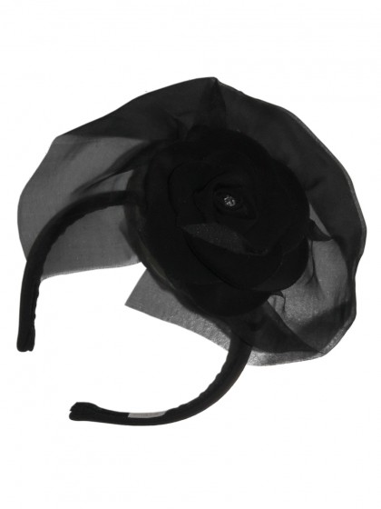 Ободок чёрный с цветком и вуалью