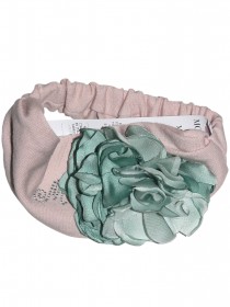 Повязка на голову нежно-розовая с зеленым цветком цена