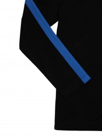 Лонгслив черный с синей отделкой на рукавах и брендингом сзади цена