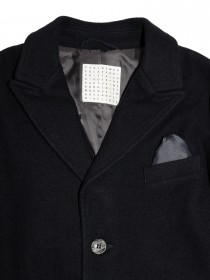 купить Пальто темно-синее классическое шерстяное с платком 