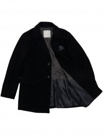 Пальто темно-синее классическое шерстяное с платком  цена