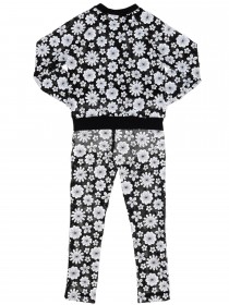 Комплект куртка-бомбер и брюки черный с белыми цветами цена