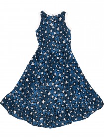 Платье синее со звездами удлиненное сзади  фото