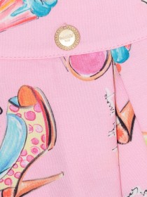 Юбка розовая в складку принт "Аксессуары модницы" цена
