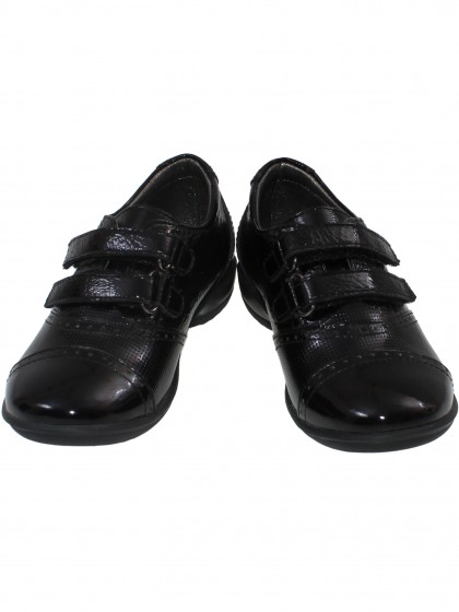 Туфли чёрные лакированные кожаные на липучках