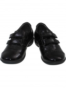 Туфли чёрные лакированные кожаные на липучках фото