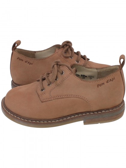 Ботинки коричневые кожаные на шнурках с брендингом 