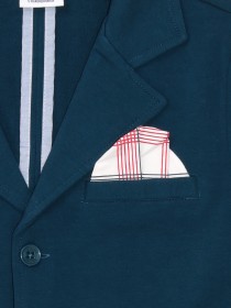 Костюм темно-синий: пиджак с платком и брюки с отворотами фото
