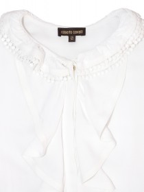 Блузка белая с рюшами и воротником "Жабо" цена