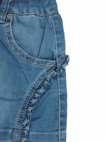 Юбка синяя джинсовая с рюшами по бокам фото